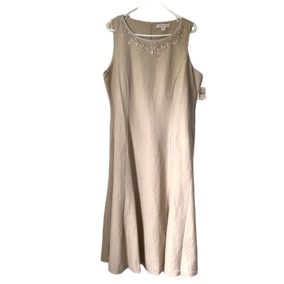 Coldwater Creek Beaded Day Dress Gored Flared Embellish Vintage Vibe Lined Sz 14 - Picture 1 of 17